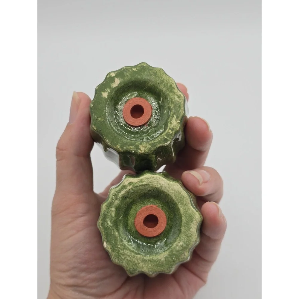 Vtg Cactus Japan Ceramic Salt and Pepper‎ Shakers Green Dessert Cactus Festive